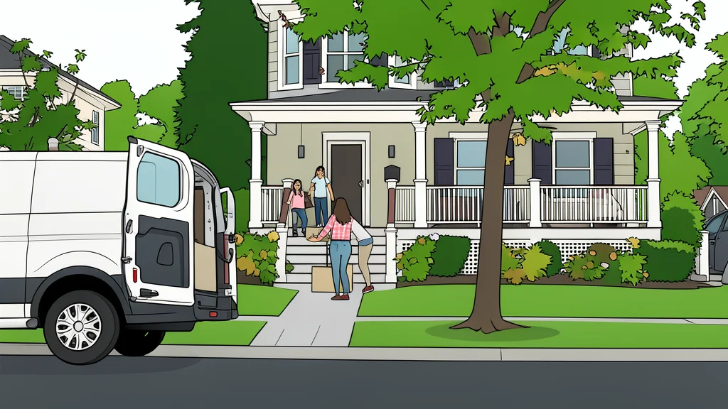 A modern suburban house exterior with a front door and windows.