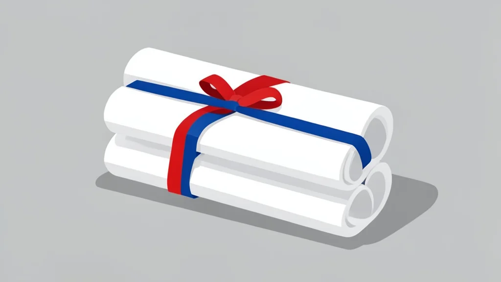 A stack of physical government bonds with ribbons