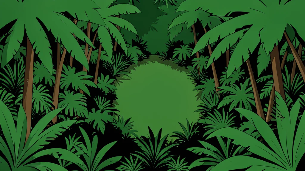 A dense tropical forest canopy with a single, isolated clearing in the center