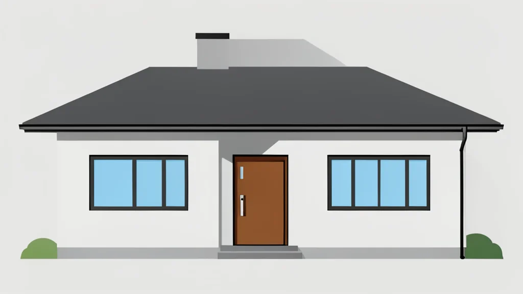 A modern suburban house exterior with a front door and windows
