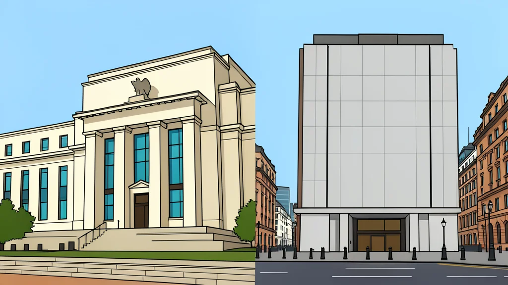 Two distinct bank buildings standing side by side under a clear sky