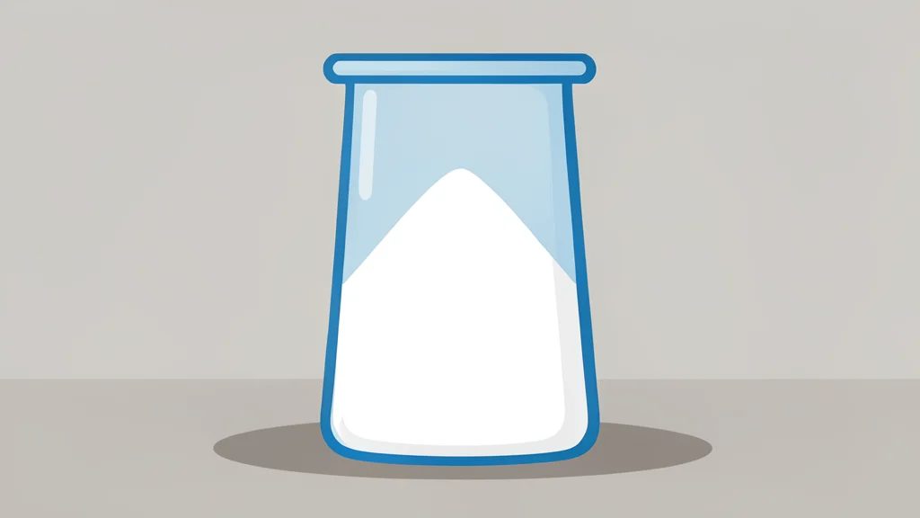 A pile of fine white powder in a glass beaker