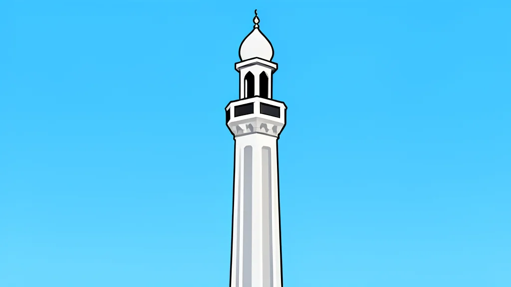 A traditional mosque minaret rising against a clear sky