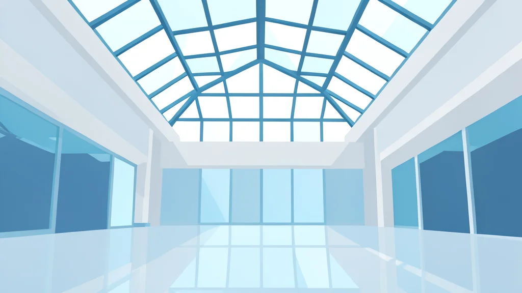 A modern shopping mall atrium featuring expansive glass ceilings and reflective polished floors, emphasizing architectural openness and light.