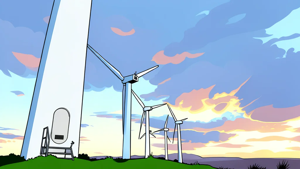 A high-voltage transmission tower standing in a field with power lines stretching into the distance