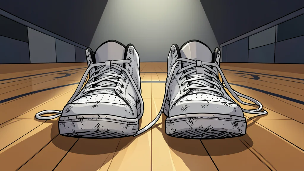 A polished basketball resting on a wooden court floor.