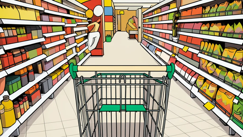 A neatly arranged shelf in a bright supermarket aisle stocked with colorful bottles of laundry detergent and boxes of household paper products.