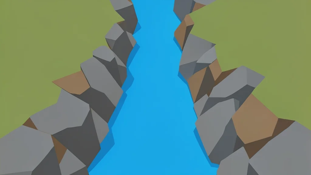 A narrow, rocky strait of water connecting two large landmasses