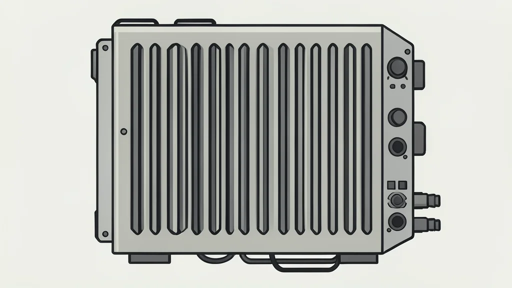 A complex industrial power supply unit with cooling fins and connection ports