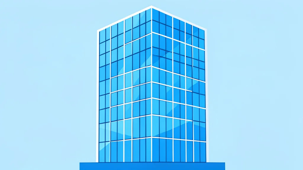 A modern glass skyscraper with a grid of windows reflecting the sky