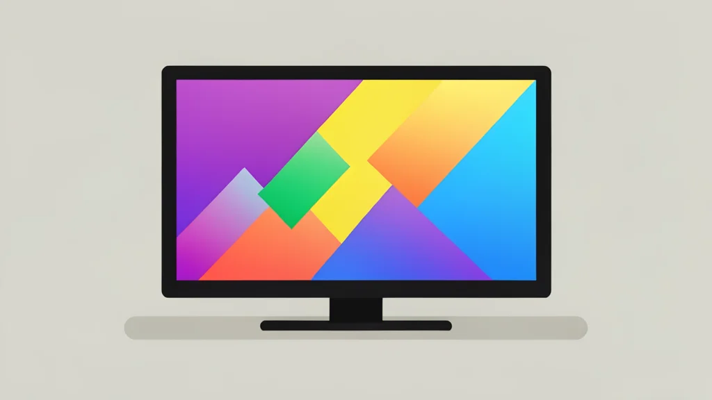 A modern flat-screen television displaying a colorful abstract streaming interface