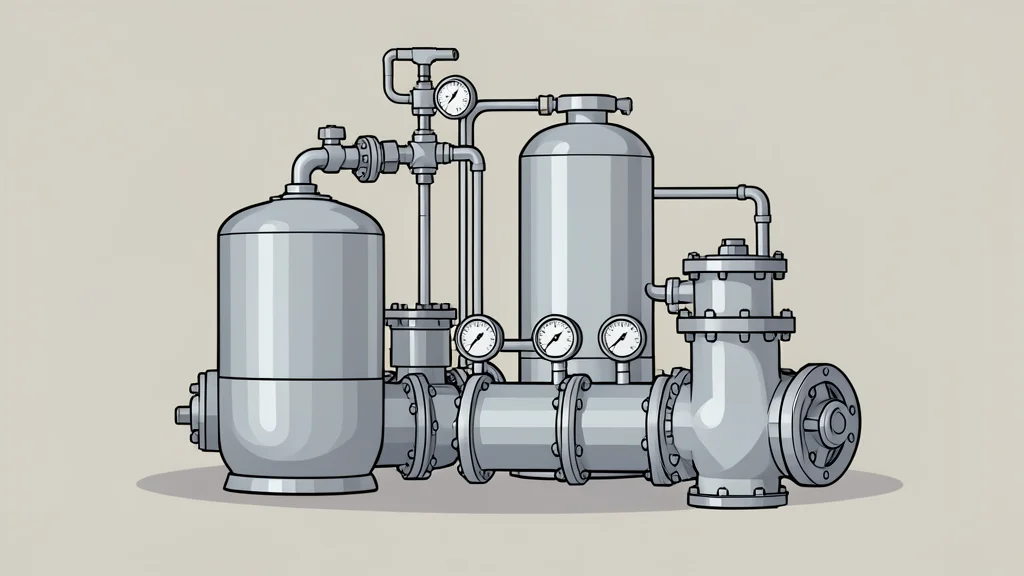 A cluster of heavy-duty industrial pumps and valves made of polished metal