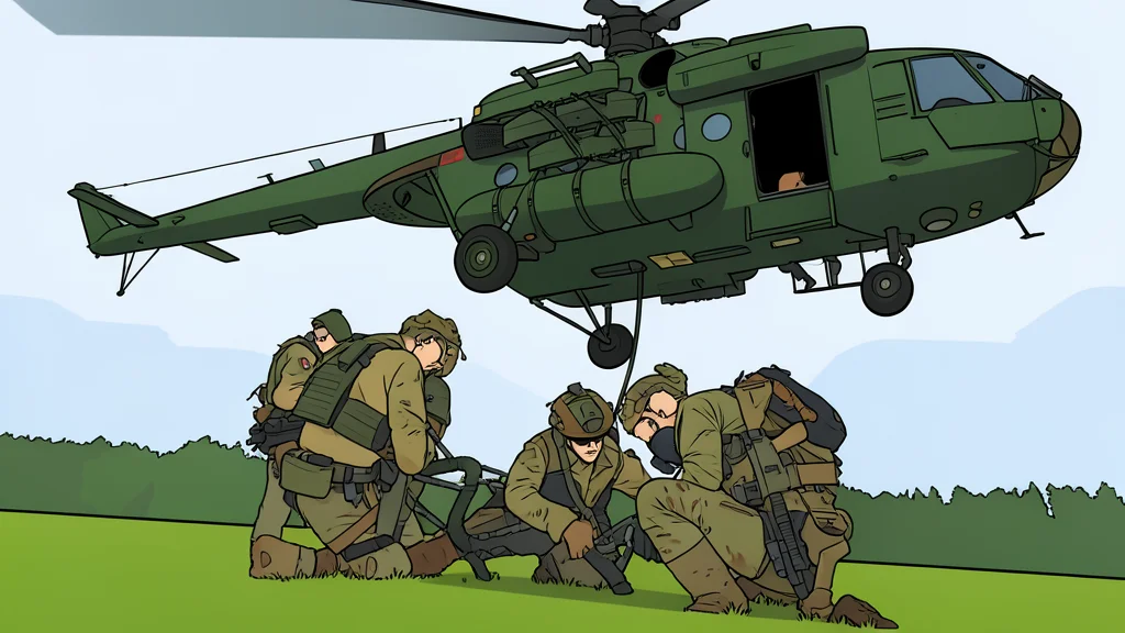 A flat-vector illustration of a network of military trenches and training infrastructure situated within a dense wooded area.