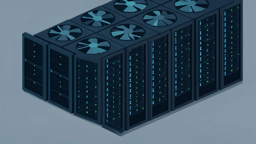 A server room with rows of blinking lights and cooling fans