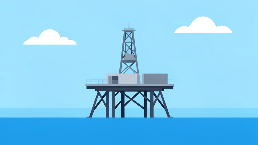 An offshore oil drilling platform standing in the ocean