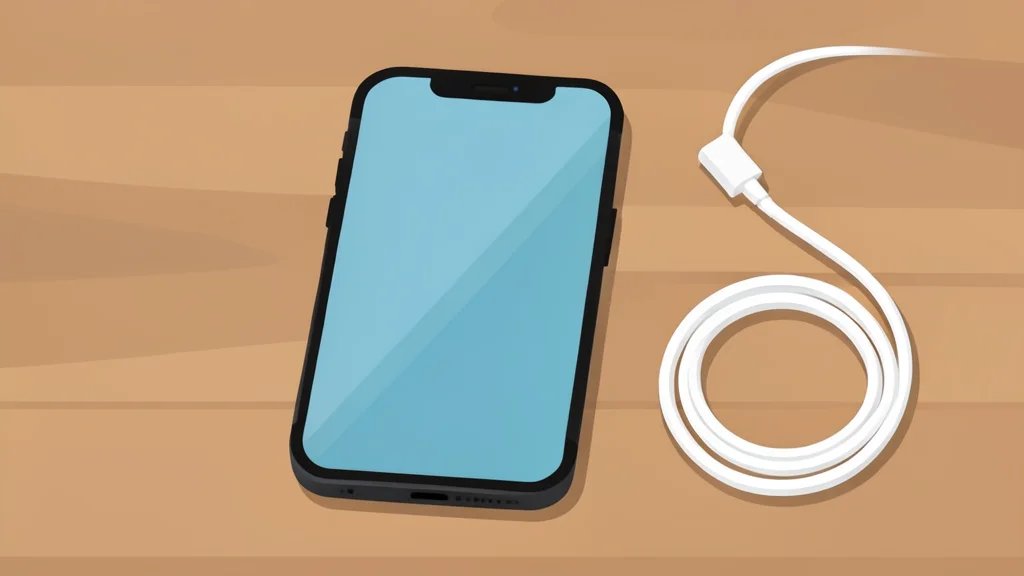 A sleek, modern smartphone with a curved glass screen resting on a minimalist wooden desk next to a charging cable.