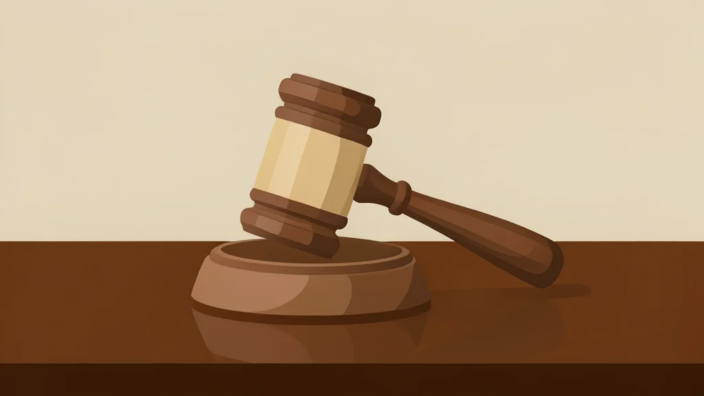 A traditional wooden gavel resting on a polished desk surface
