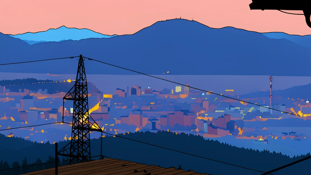 A high-voltage electrical transmission tower standing in a grassy field