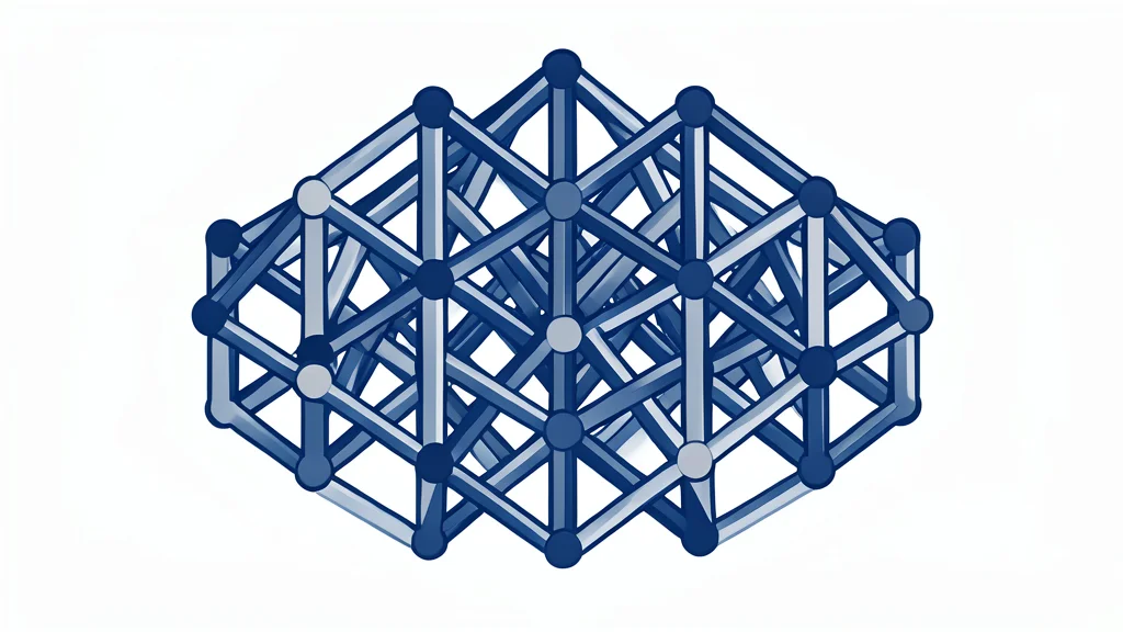 A complex geometric lattice structure representing a blockchain network