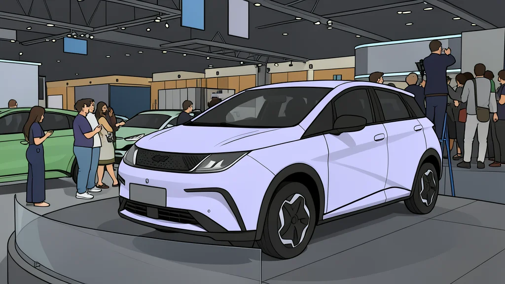 A small, modern electric hatchback car parked on a quiet suburban street