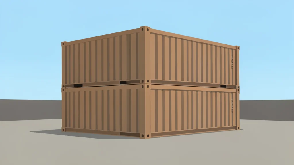 A stack of wooden shipping containers in a port yard
