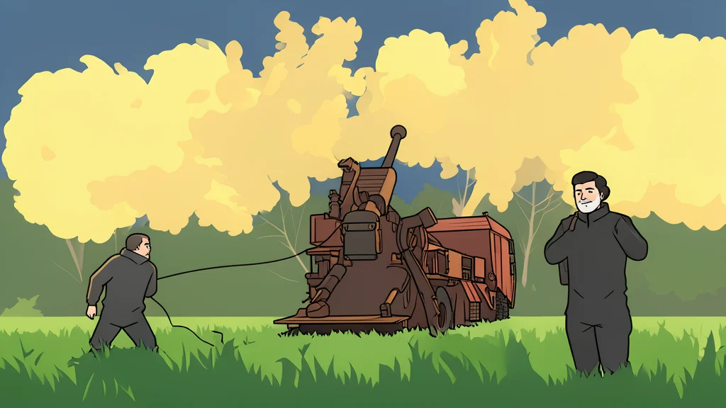 A flat-vector illustration of a temporary military training camp nestled in a dense forest, featuring wooden structures and dirt paths.