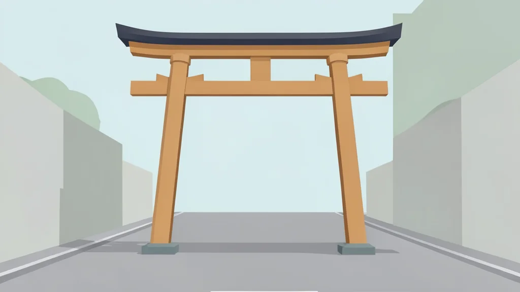A traditional Japanese wooden gate standing in a quiet street