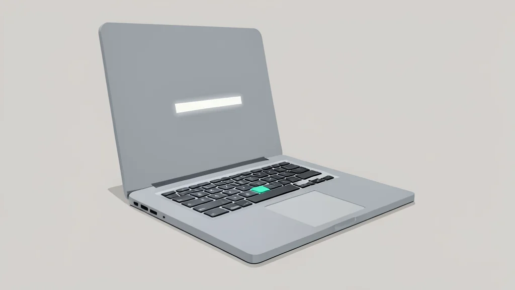 A sleek silver laptop with a glowing light strip on the lid and a distinctive key on the keyboard.