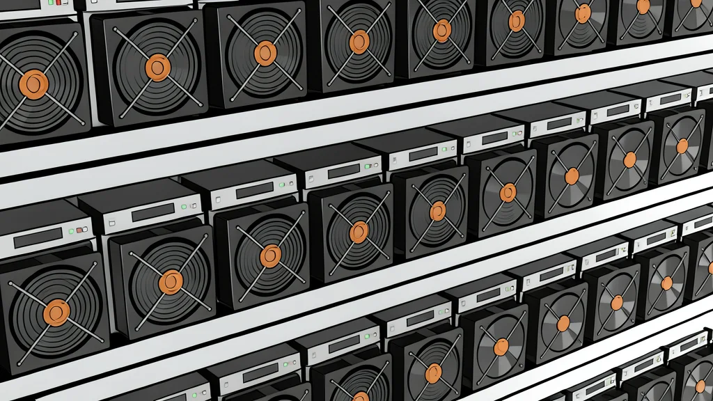 A row of black rectangular computer hardware units with cooling fans sitting on a concrete floor