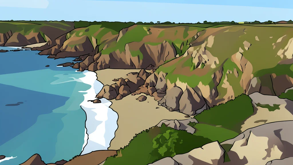 A rocky coastline with strong ocean currents and a small harbor entrance