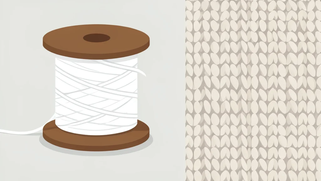 A close-up view of a spool of white thread and a section of woven fabric texture