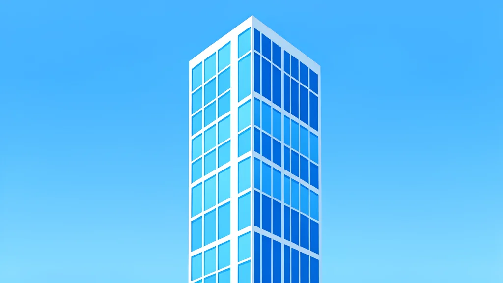 A modern glass skyscraper reflecting a clear blue sky