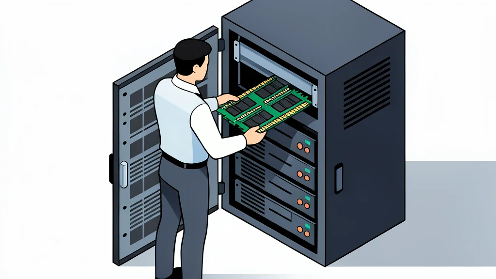 A dense rack of server hardware with visible memory modules and cabling