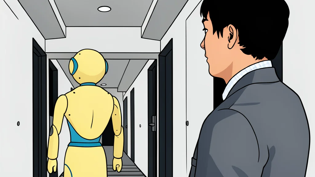 A sleek, white service robot standing in a modern hotel lobby next to a potted plant