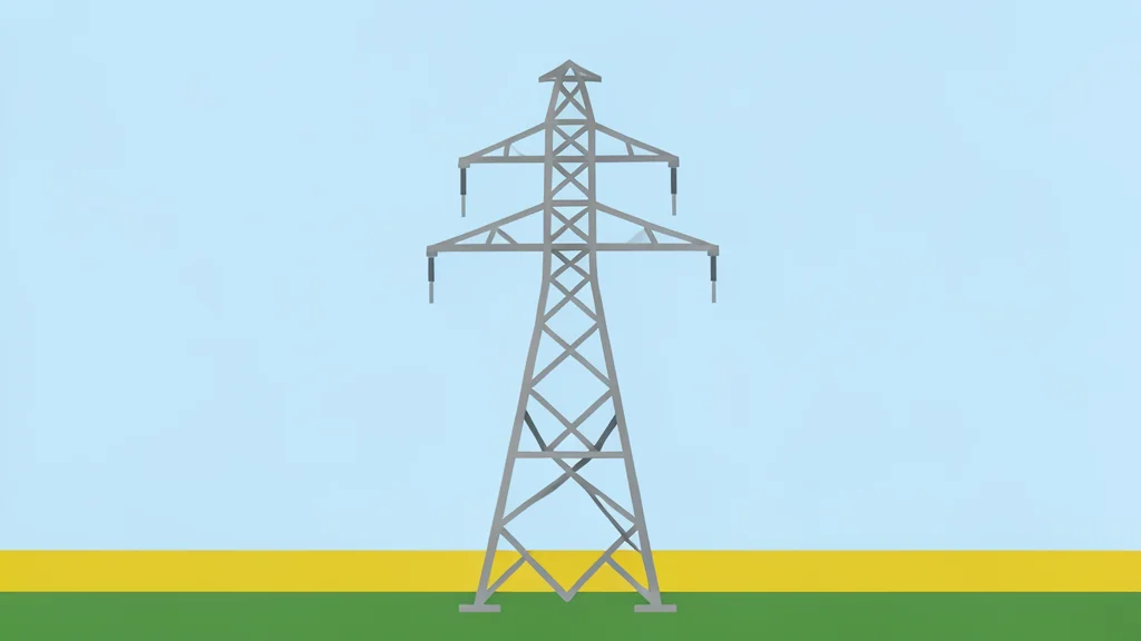 A high-voltage electrical transmission tower standing in a field