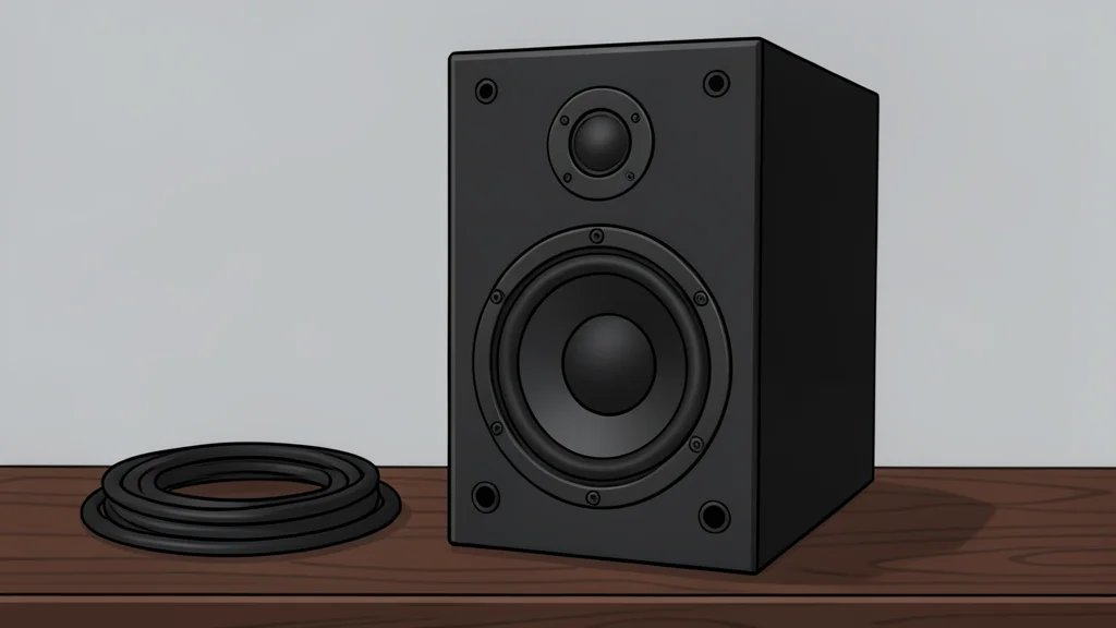 A pair of studio headphones resting on a wooden desk next to a mechanical keyboard