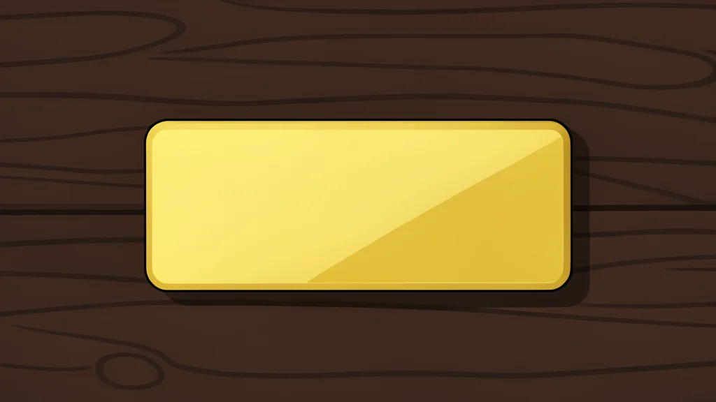 A polished gold bar resting on a dark wooden surface