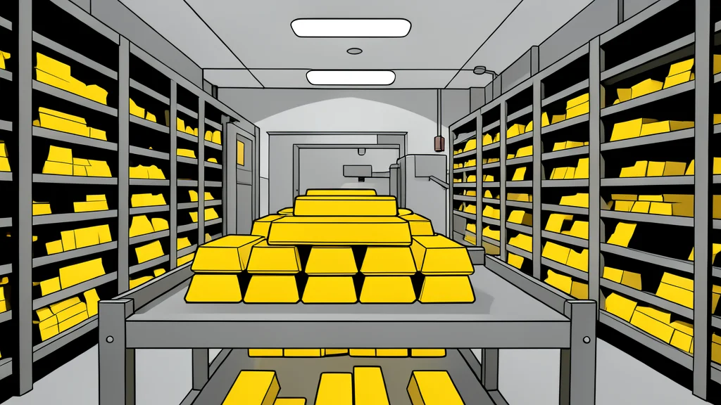 A stack of shiny, yellow metal bars resting on a dark surface
