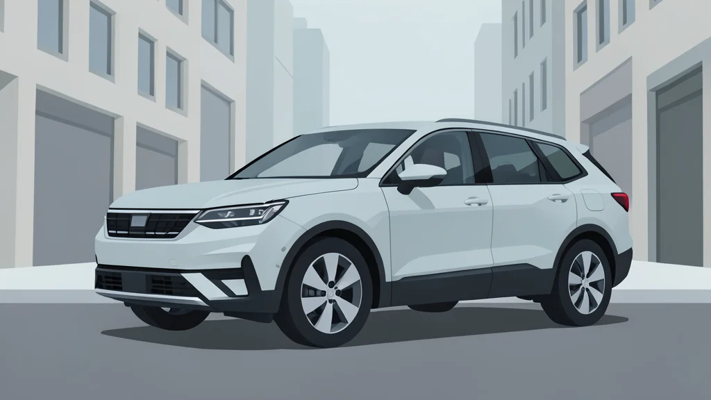 A large, modern electric SUV parked on a quiet city street