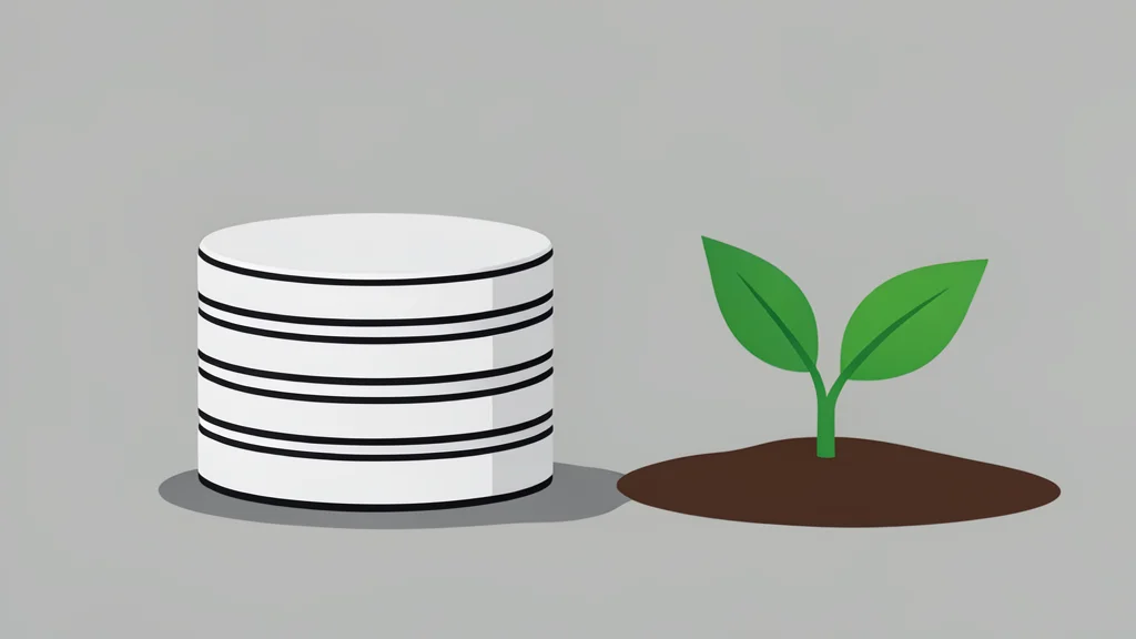 A stack of generic coins next to a growing plant sprout