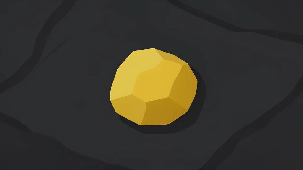 A rough, unrefined gold nugget resting on a dark, textured surface