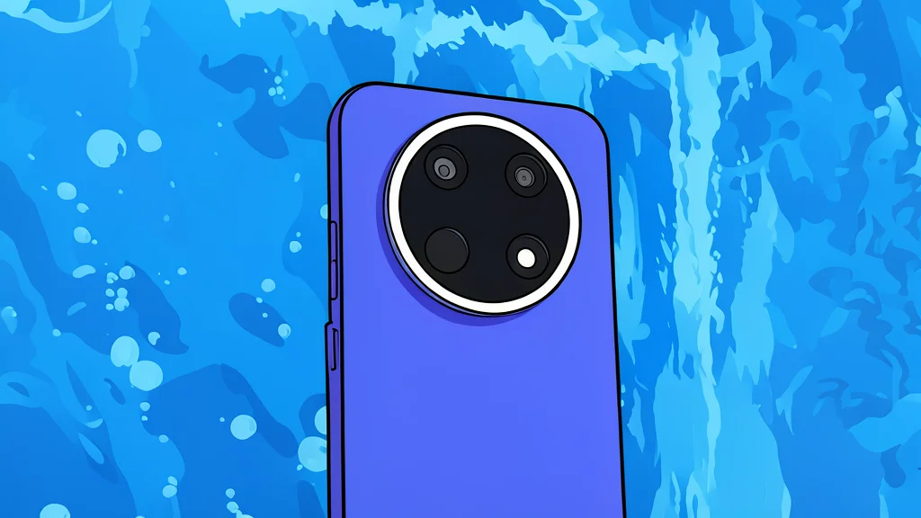 A rugged smartphone standing upright on a rough cobblestone surface