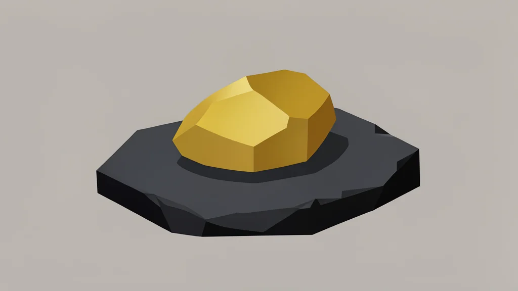 A raw nugget of gold resting on a piece of dark slate rock