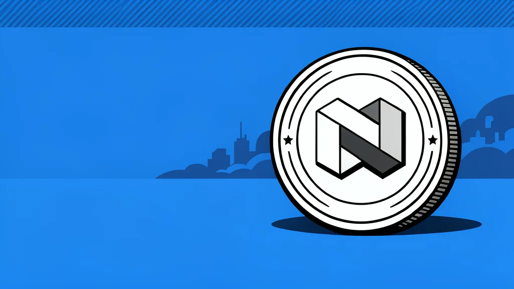 A digital coin resting on a smooth, reflective surface