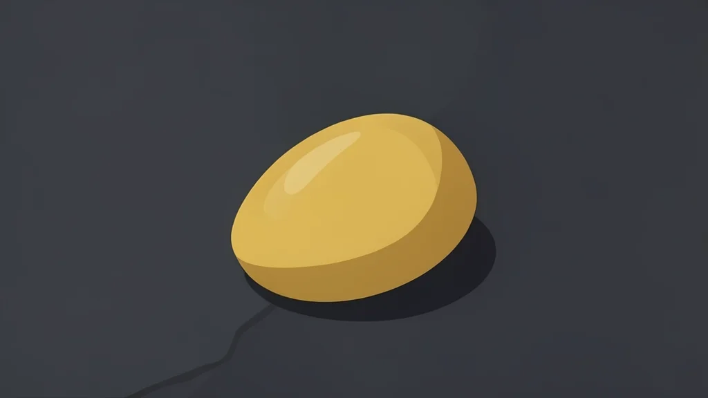 A polished gold nuggle resting on a dark slate surface