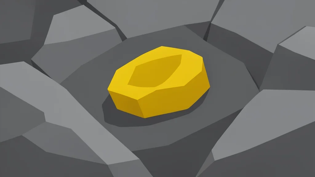 A golden nuggle resting on rough grey rock