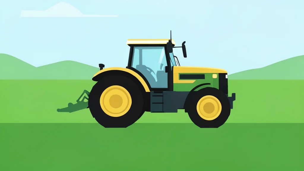 A large agricultural tractor parked in a field