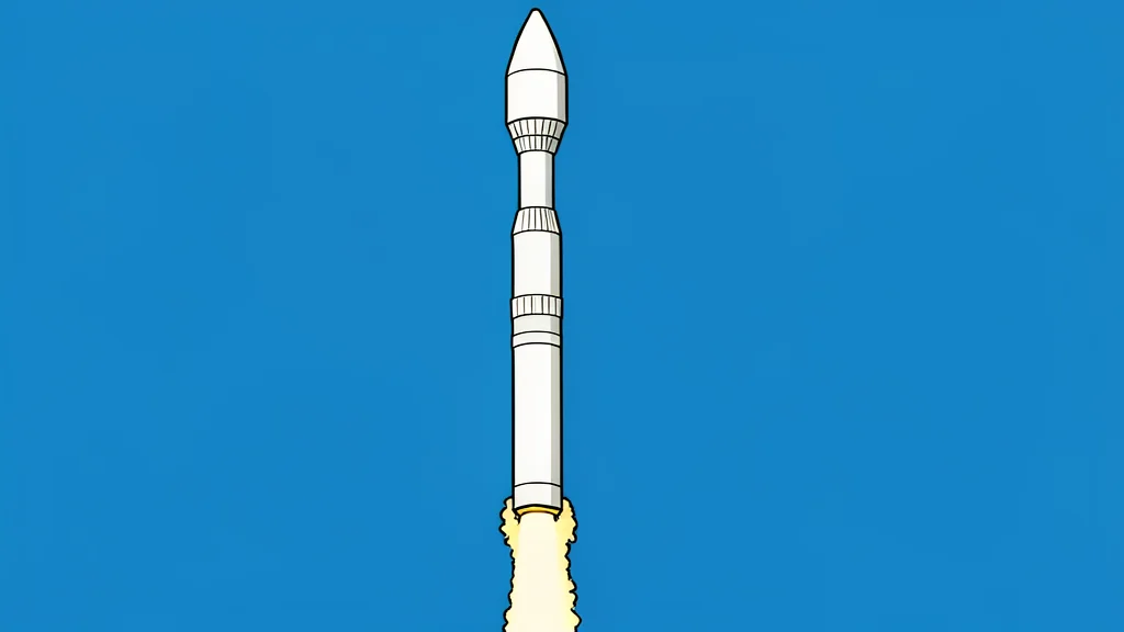 A rocket ascending vertically from a launch pad into a clear blue sky