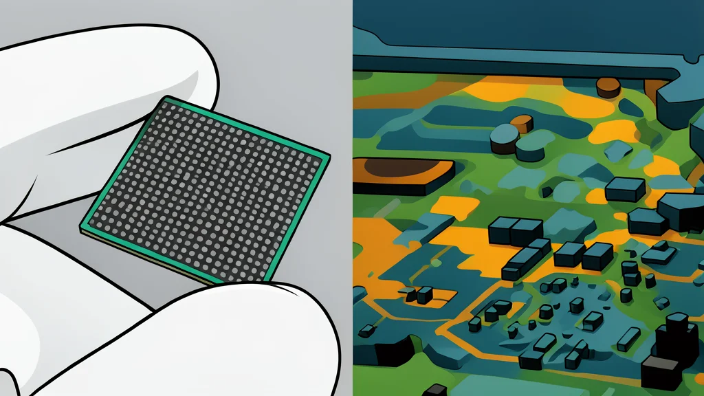 A close-up of a silicon wafer with a grid of integrated circuits