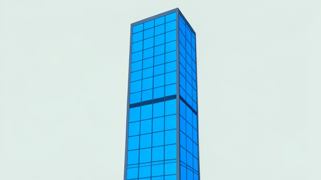 A modern glass skyscraper reflecting a clear blue sky